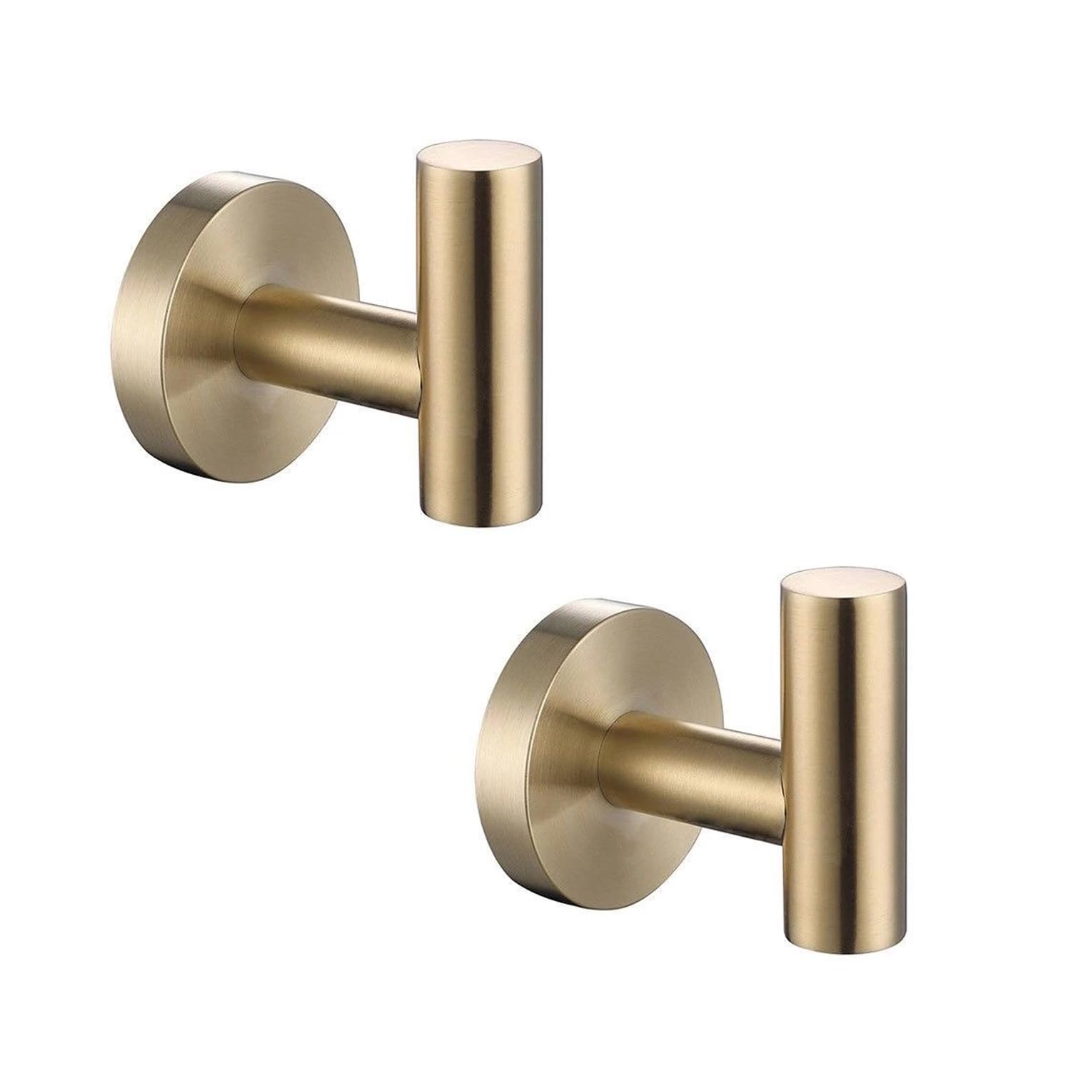 lifeicomall Bathroom Towel Hook, Screw in Metal Coat Hook, SUS 304 Stainless Steel Heavy Duty Door Hanger for Bathroom Kitchen Garage (2 Gold)