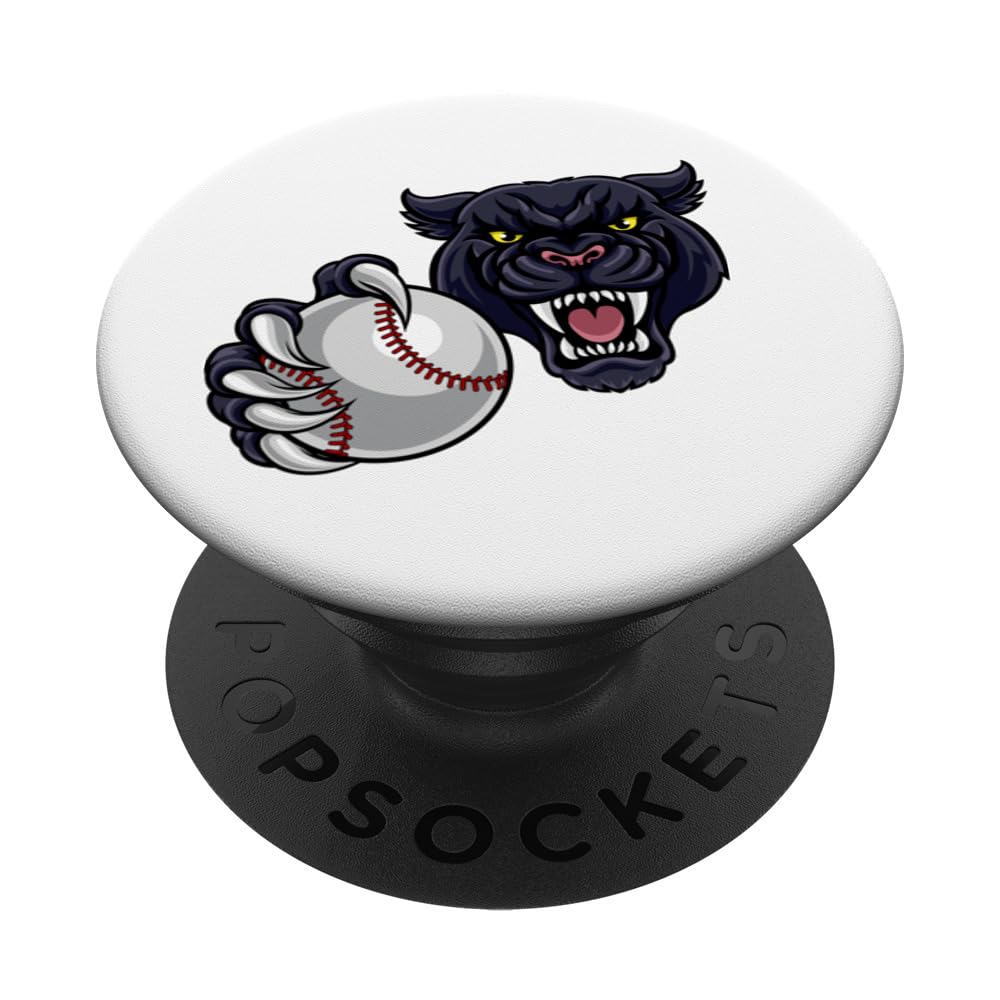 Panther Cartoon Sports Team Mascot Baseball Softball Ball PopSockets Adhesive PopGrip