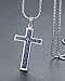Aoiy Men's Stainless Steel Lord's Prayer Cross Pendant Necklace, Dark Blue Color, 23