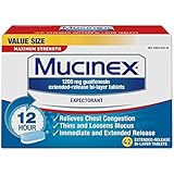 Mucinex 12 Hr Max Strength Chest Congestion Expectorant Tablets, 42ct