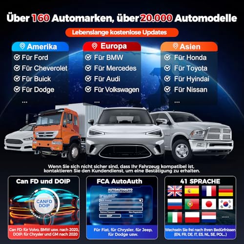 KINGBOLEN K8 PRO OBD2 Diagnostic Device Bluetooth, All System Diagnostic Device Car with Bi-Directional, 42+ Service Reset, ECU Coding, V.A.G-Guided, FCA, CANFD & DOIP, Lifetime Free Update