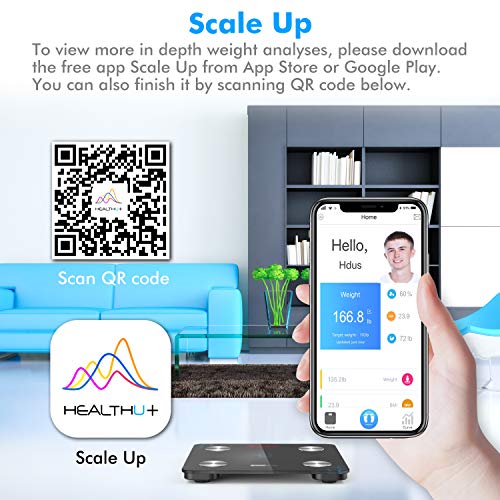 Updated 2020 Version Bluetooth Digital Body Fat Scale, AMAGARM Smart Wireless BMI Weight Scales, Bathroom Tracks Body Composition Analyzer Scale with Smartphone App for Water, BMI, BMR, Muscle Mass - Thumbnail 3