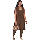 LEMOSEW 3 Piece Set for Women Pants Set Lounge Tracksuit Outfit Set Vest Long Cardigan Sweatsuits Pajamas Set