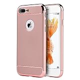iPhone 7 Case, Allmet [Rose Gold] 3-Piece Hybrid Durable Rubberized Protective Case Cover With Rose Gold Chrome Frame for iPhone 7 (4.7 inch)