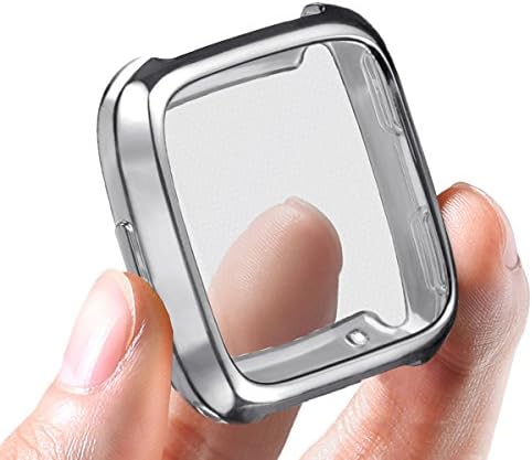 Lilycase Fitbit Versa Case, Scratch-resistant Soft Flexible TPU Plated Lightweight Protective Protector bumper Full Protection Shell Cover for Fitbit Versa Smart Fitness Watch - Silver