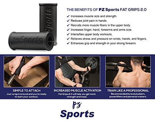 PZ SPORTS Fat Grips Bar Grips- Thick Bar Grips 2" Fat Bar Training Thick Bar Adapter for Dumbbell Barbell for Arm Muscle Growth - Weight Lifting Powerlifting - Thumbnail 3