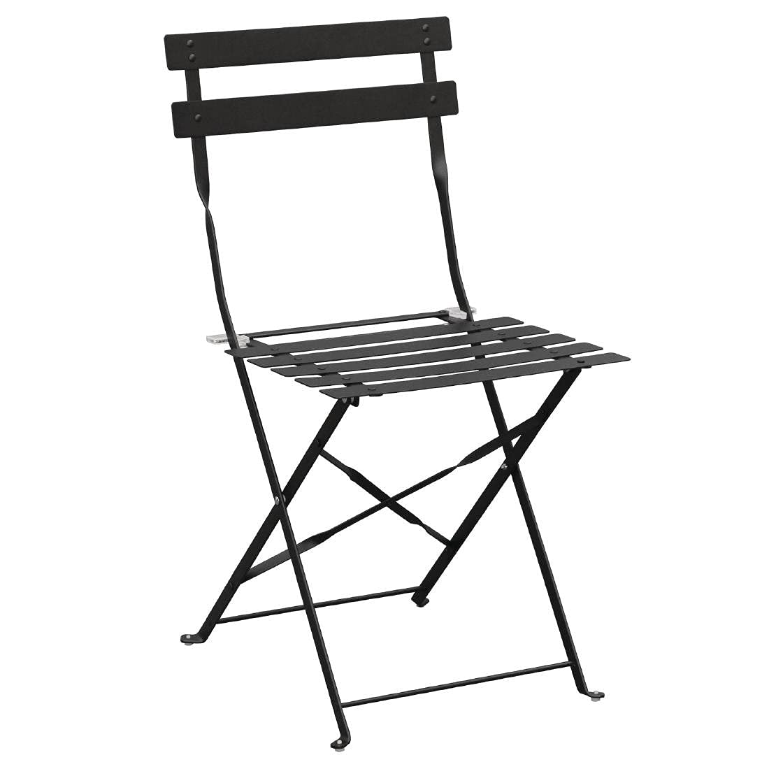 Bolero Pavement Style Steel Chairs Black for Indoor Outdoor 800X387X471mm 2pc
