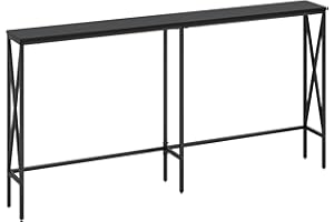 Masupu 63" Console Table, Modern Narrow Long Sofa Table Behind Couch, Skinny Entry Table, Industrial Sofa Table with Metal Frame for Hallway, Living Room, Classic Black…