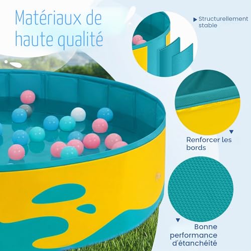 Peradix Paddling Pool with Adjustable Canopy for Toddlers - 120cm Foldable Pool Pool for Baby and Kids for Garden & Travel | Baby Tent & Beach Tent for 2-3 Children