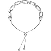 LeCalla Sterling Silver Solid Italian Paperclip Chain Bracelet | Diamond-Cut Women's Bracelet