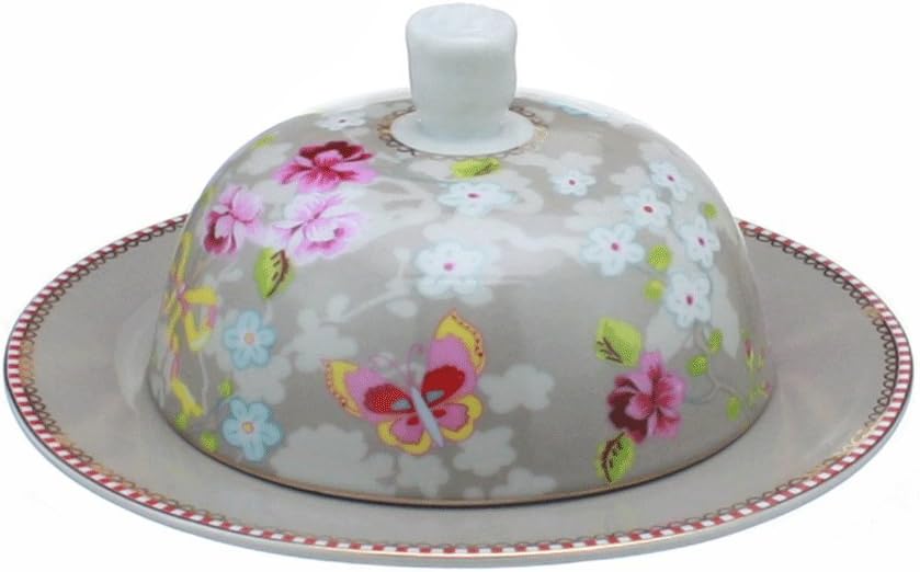Pip Studio Chinese Rose Khaki Porcelain 7 Inch Butter Dish With Cloche Amazon Ca Home Kitchen