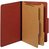 Pendaflex Recycled Classification File Folders, 2 Dividers, 2" Embedded Fasteners, 2/5 Tab Cut, Legal Size, Red, Box of 10 (29075R)