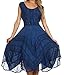 Sakkas Sundara Stonewashed Rayon Embroidered Mid Length Dress