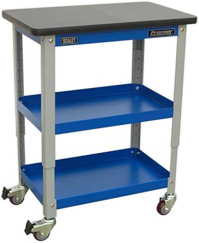 Sealey 3-Level Industrial Workshop Trolley API2103 Deep Shelves Adjustable Legs