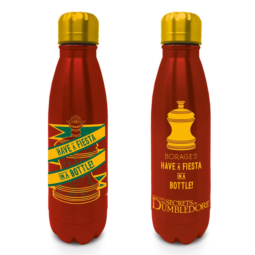 Pyramid International Fantastic Beasts The Secrets of Dumbledore Metal Water Bottle (Fiesta in a Bottle Design) 19oz/540ml - Official Merchandise