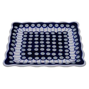 Hand-Decorated Polish Pottery Dinner Plate (Esstelller) Square 23.8×23.8 cm 2.2 cm in Decor 8