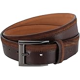 Trafalgar Men's Santiago Mixed Genuine Leather Stitched 38mm Casual Belt