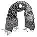 Peach Couture Elegant Double Layer Reversible Paisley Pashmina Shawl Wrap Black and White Scarf