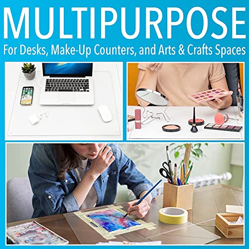 19" x 24" Tempered Glass Desk Mat to Protect Your Desk Sleek Glass