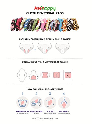 Asenappy Reusable Menstrual Pads Cloth Pads Menstrual - Charcoal Bamboo Sanitary Pads Panty Liners 6 PCS Small Random Prints - Thumbnail 6