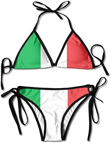German Flag Sexy Harness Boxing Bikini Womenâ€s Halterneck Top and Sexy G-String Bikini Set Swimsuit
