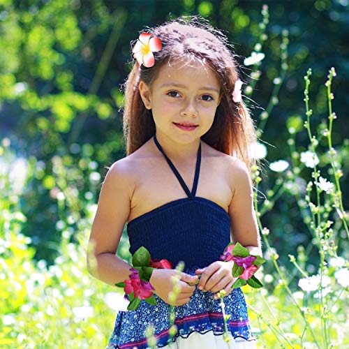 Livder 30 Pieces Hawaiian Flower Leis Necklaces, Bracelets and Hair Clips, Tropical Island Beach Theme Party Decorations Supplies, Colorful