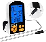 ZenNutt Digital Meat Thermometer- Instant Read Food Thermometer with Dual Probe and Large LCD Screen,Best for Grill,BBQ,Kitchen,Food,Milk,and Bath Water