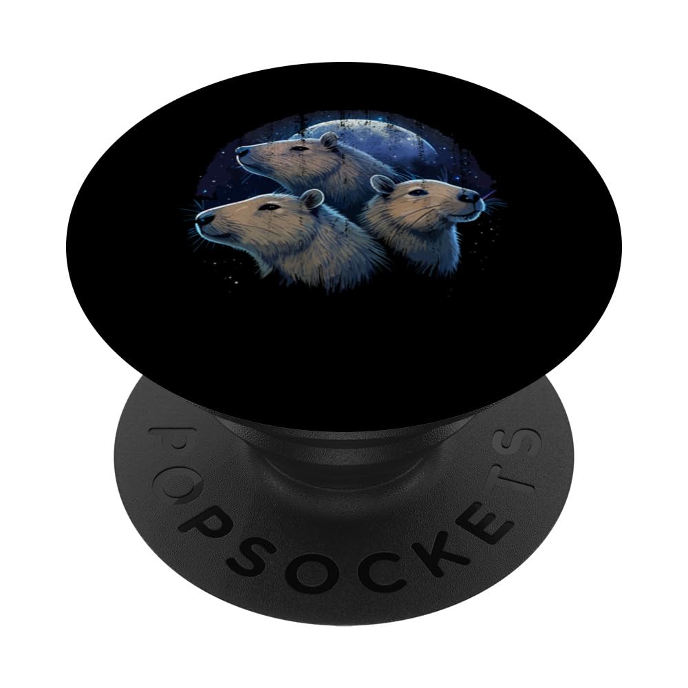 3 Moon Capybaras Funny Rodent Capibara Animal Lovers Novelty PopSockets Swappable PopGrip