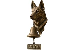 GRDSAX German Shepherd Welcome Bell, Retro Funny Animal Welcome Doorbell,Wall-Mounted Decorative Cast Iron/Resin Hanging Bell, Farmhouse Wall Decoration & Housewarming Gift(German Shepherd)