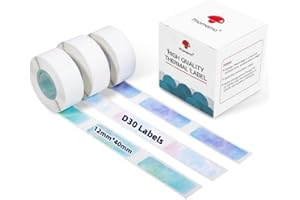 MEMOQUEEN Phomemo D30 Labels - Nebula/Galaxy Series Adhesive Thermal Labels, 12mm x 40mm, 3 Rolls (160 Labels Each),Phomemo D30 Label Maker Tape for Gift Wrapping, Christmas, New Year and Various