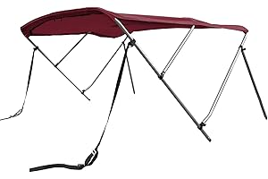 SavvyCraft 3 Bow Bimini Top Cover for Boat 6ft Long, Aluminum Frame with Storage Boot, Rear Support Poles Mounting Hardwares Included, 72" Long 36" 46" 54" 3 Height Options