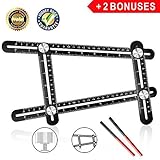 Angle Ruler,Zonghengwd Universal Angularizer Ruler,All Aluminum Template Tool,Multi Angle Measuring Ruler,Easy Angle-izer Ruler,Ultimate 836 Angle Finder Ruler Tool with Two Pencils-Perfect Gifts