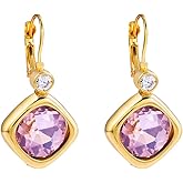 WMHaiMo Gold Plated Hoop Earrings for Women Trendy Cubic Zirconia Leverback Drop Earrings Jewelry Gift for Her