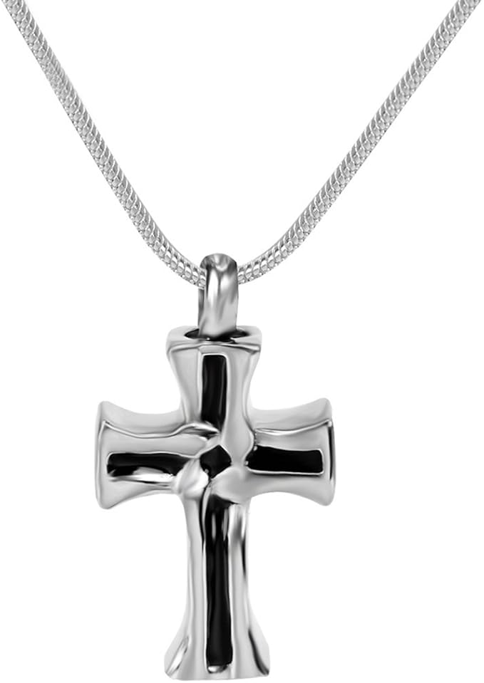 Cremation Urn Jewelry Waterproof Black Cross Urn Pendant