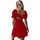 Narecte Summer Dresses for Women 2025,Tie Backless Swiss Dot Mini Dress,Ruffle Hem Flowy Casual Dresses
