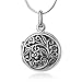 925 Oxidized Sterling Silver Open Filigree Vintage Flower Vine Round Locket Pendant Necklace, 18