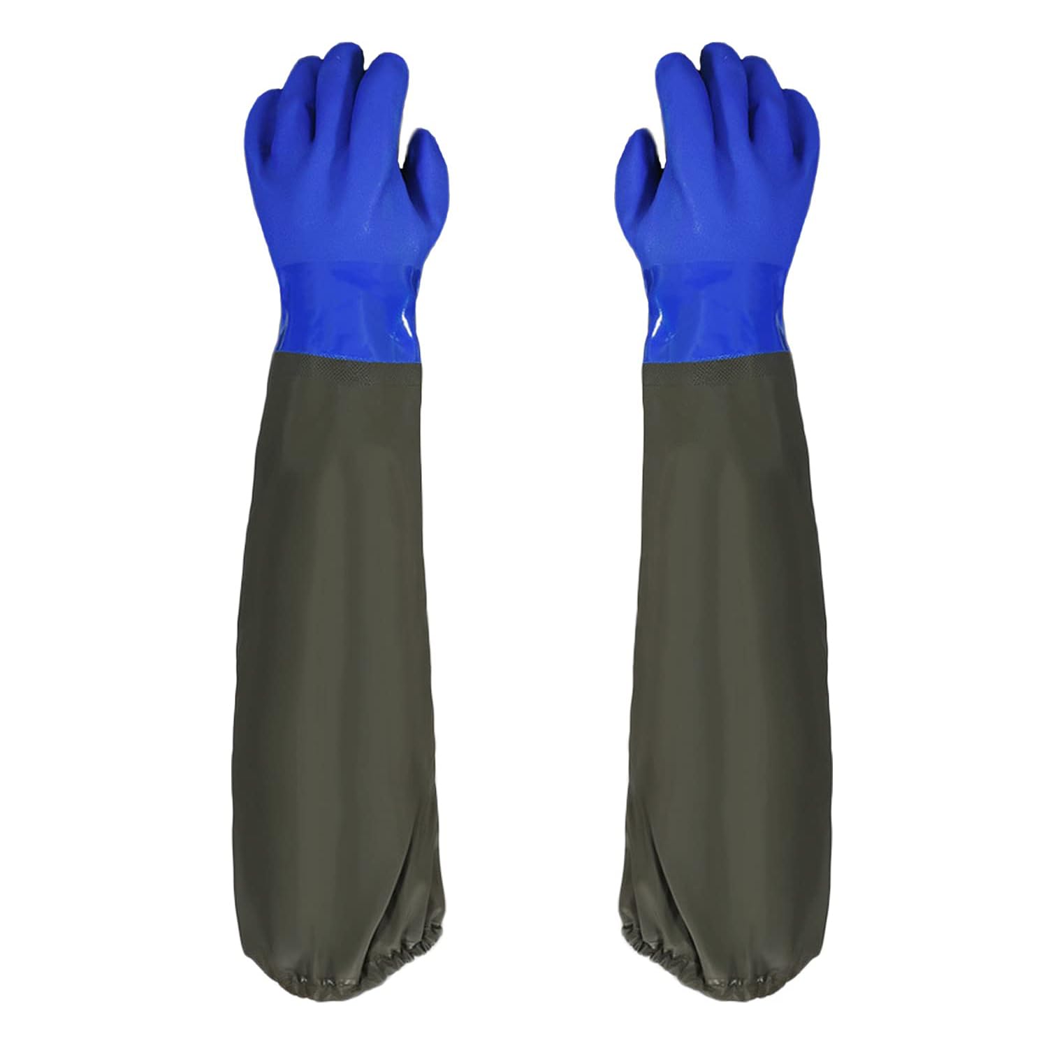 STOUCLA Pond Cleaning Gloves,29 Inch Long cleaning Gloves,Sleeve Working Gloves,Waterproof Gloves elbow length rubber gloves, Waterproof Aquarium Gloves,Blue — image 1