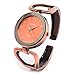 Geneva Brushed Finish Copper Metal Large Face Women's Bangle Cuff Watch