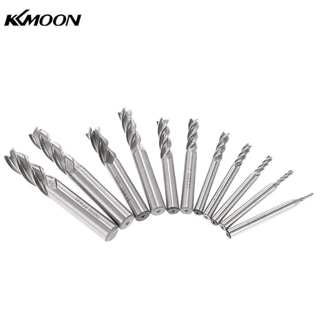 Generic 11pcs Drill bit HSS-AL High Speed Steel Milling Cutter End Mill Drill Bits Straight Shank Cutting Tool Stainless Steel 2-12mm