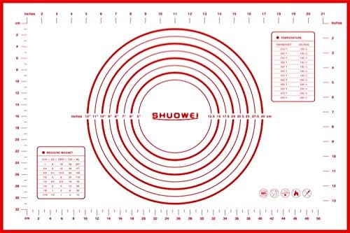 Extra Large Silicone Baking Mat for Pastry Rolling with Measurements(60×40cm),Chef Special,Non Stick,Non Slip,Pizza,Breads,Lasagna,and other Recipes & Desserts (Red) (Red)