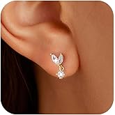 AIBELOPY Hoop Earrings for Women Dainty 14K Gold Plated 925 Sterling Silver Stud Earrings Hypoallergenic Cubic Zirconia Earring Piercing Earrings Jewelry Birthday Mothers Day Gifts