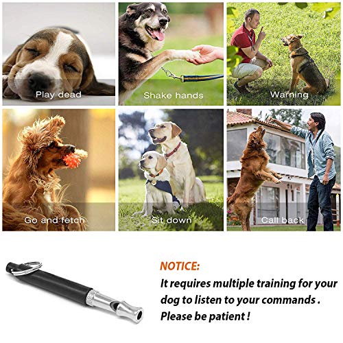 Mumu Sugar Dog Whistle to Stop Barking, Adjustable Pitch Ultrasonic Training Tool Silent Bark Control for Dogs- Pack of 2 PCS Whistles with 2 Free Lanyard Strap