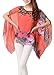 iNewbetter Women's Chiffon Caftan Poncho Tunic Top Cover up One Size Scarf Top (Red)