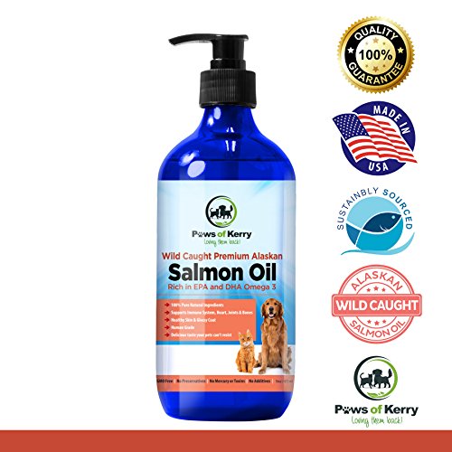 #1 Premium Wild Caught Alaskan Salmon Oil for Dogs & Cats. Omega 3 Fish Oil for Dogs helps Dry Skin