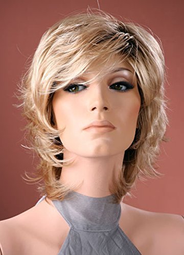 Forever Young 1br22th613 Parrucca Da Donna Capelli Corti Effetto Scompigliato Colore Biondo Chiaro Con Radici Scure