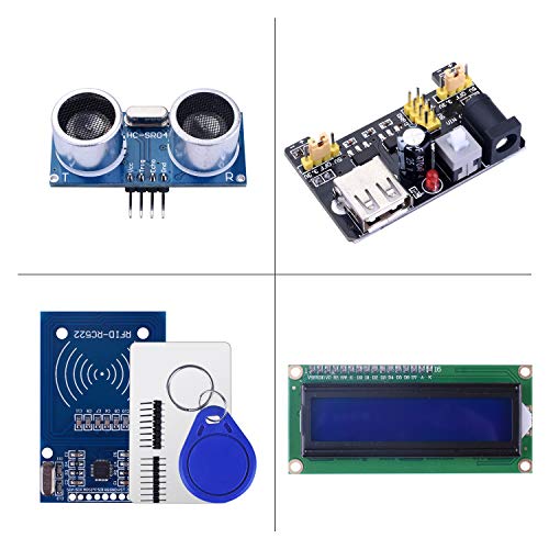 kuman RFID Starter Kit for Raspberry Pi 4 B 3 B/B+, Python C Code, 21 Projects, Electronics and Programming Beginner/Learning Kit (Soldered LCD I2C 1602)