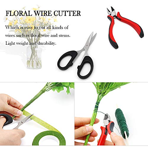 Floral Arrangement Kit, WEST BAY 11Pack Flower Tools Include Floral Wire Cutter Scissor Floral Tape 22 Gauge Paddle Wire 26 Gauge Stem Wire Pearl Corsage Pin for Bouquet Stem Wrap Florist New Year