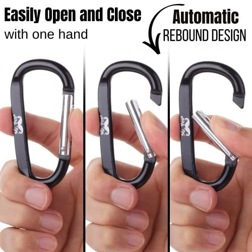 Mr. Pen Carabiner, 6 pcs, 3 inch Aluminum D Ring Carabiner Clip, Key