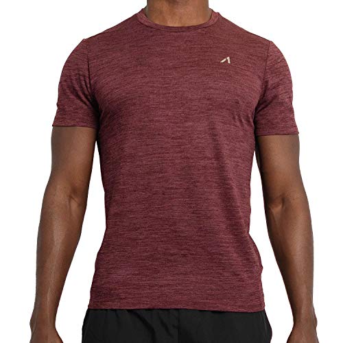 Alive Men's Tee Shirt Active Quick Dry Workout Short Sleeve Shirts Crew Neck (Biking Red Heather, Medium) - Thumbnail 7