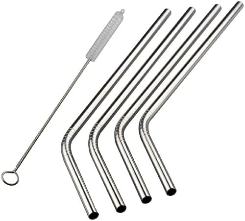 Chillz Stainless Steel Drinking Straws, Set of 4 For 20 OZ TUMBLER. with Free Cleaning Brush (20 oz Stainless Straws)